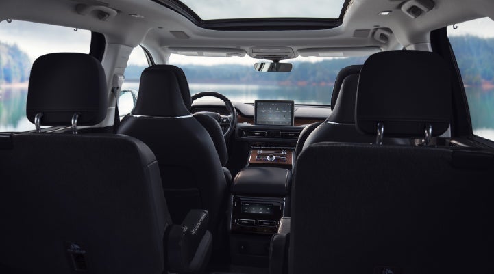 The interior of a 2024 Lincoln Aviator® SUV from behind the second row | Lidtke Lincoln in Beaver Dam WI