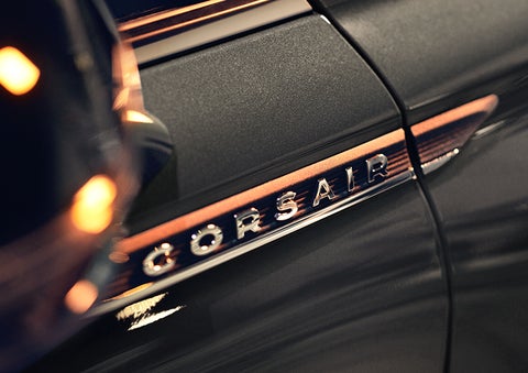 The stylish chrome badge reading “CORSAIR” is shown on the exterior of the vehicle. | Lidtke Lincoln in Beaver Dam WI
