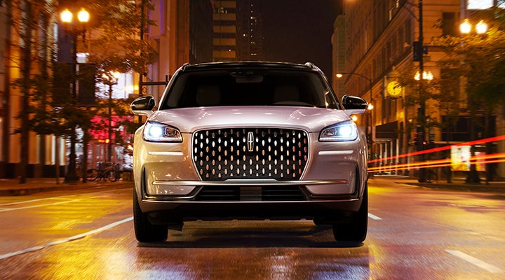 The striking grille of a 2024 Lincoln Corsair® SUV is shown. | Lidtke Lincoln in Beaver Dam WI